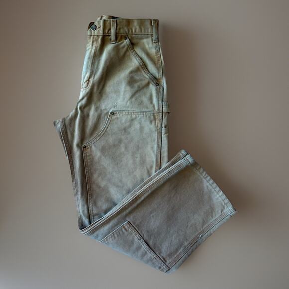 Vintage Carhartt Double Knee Pants 29 Beige Workwear Carpenters Distressed WIP - Picture 1 of 8